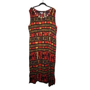 R&K Originals Women's‎ Tribal Print Shell Embroidered Sleeveless Dress Size 20W